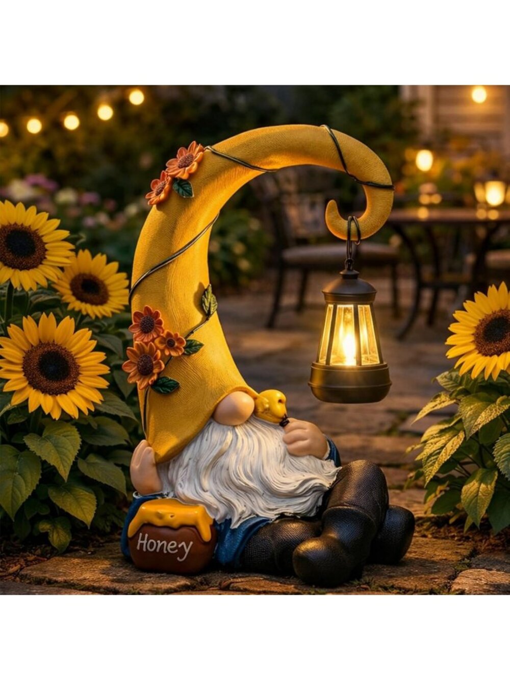 Charming Solar Lantern Garden Gnome Statue for Outdoor Yard & Patio Decor, Great